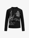 Gothic Angel Graphic Long Sleeve Henley T-Shirt