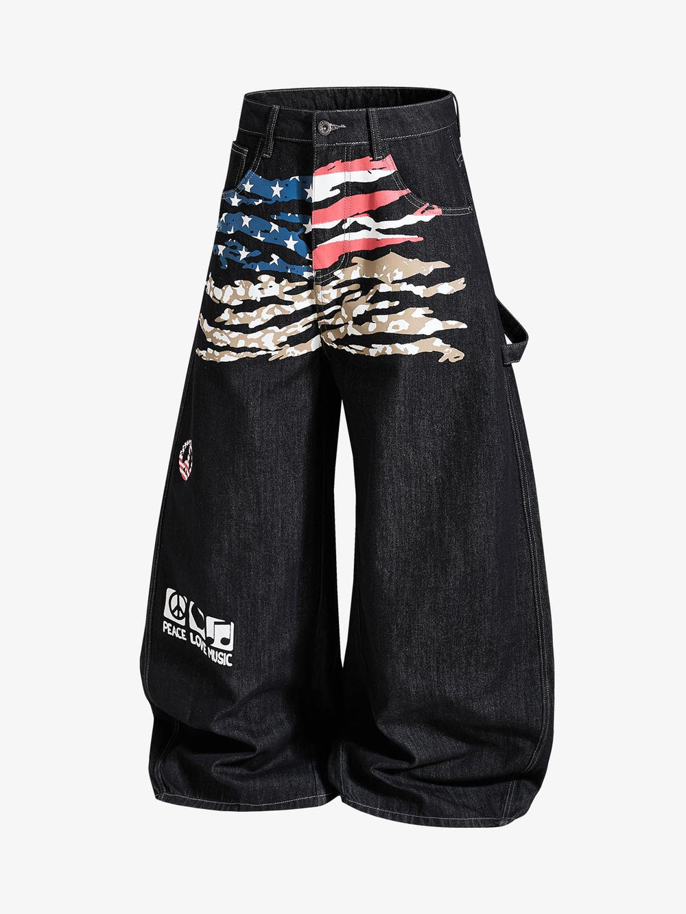 Jeans holgados de mezclilla cruda con grafiti de Thesupermade