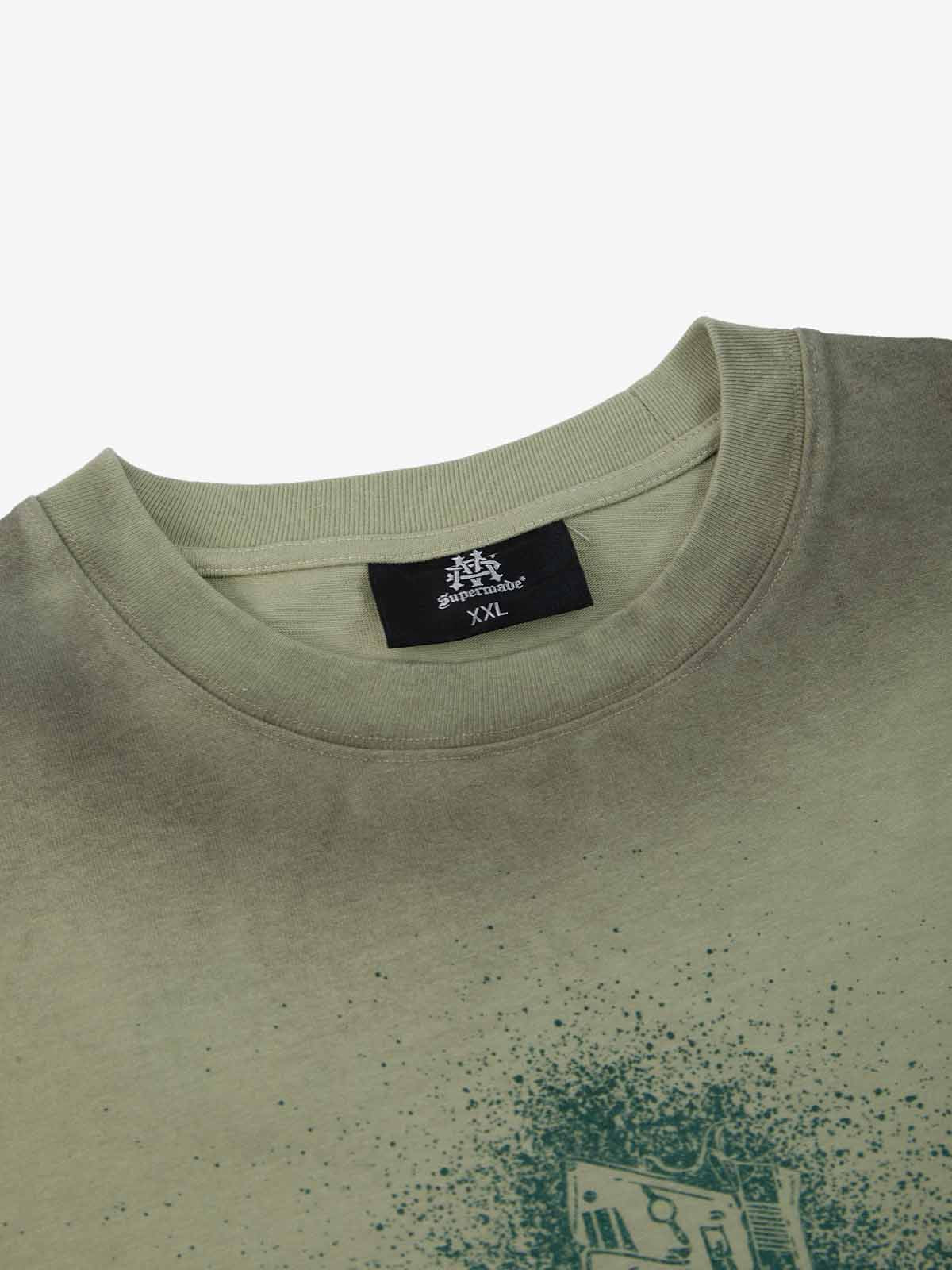 Supermade Distressed Rebellious Gun and Cross Print T-Shirt 