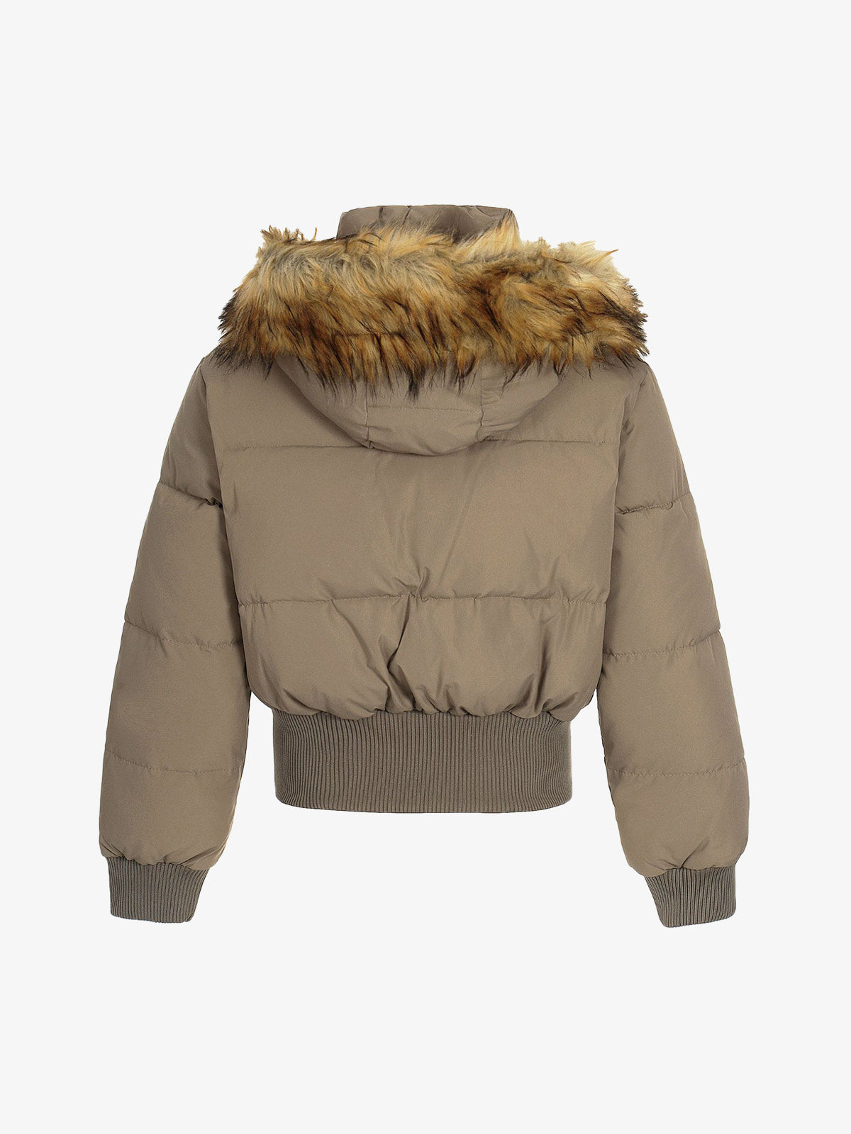 Retro Dark Print Faux Fur Collar Quilted Jacket 