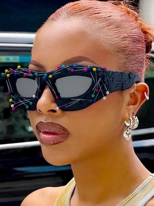Hip Hop Punk Beaded Sunglasses 
