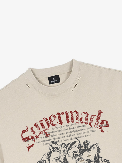 Graphic Distressed Cropped Tee