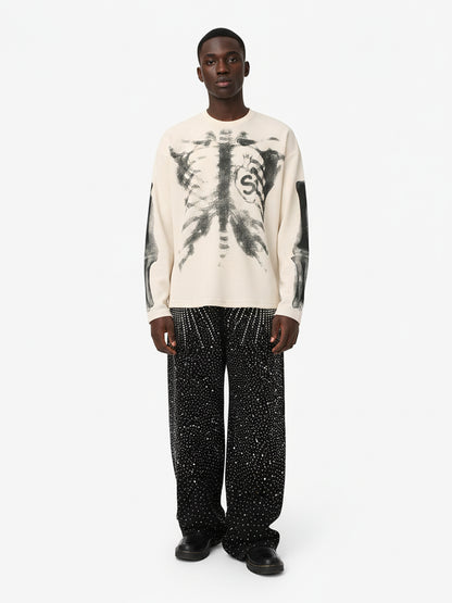 Sweat-shirt gaufré à motif squelette-2495