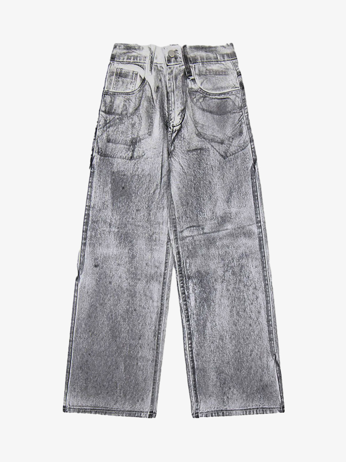 Wasteland Style Niche Design Dirty White Loose Jeans - 2114 