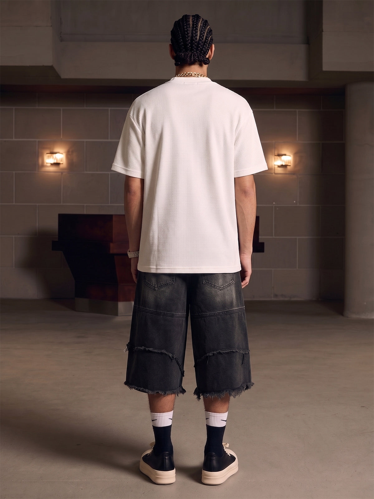 Side Script Waffle Knit T-Shirt