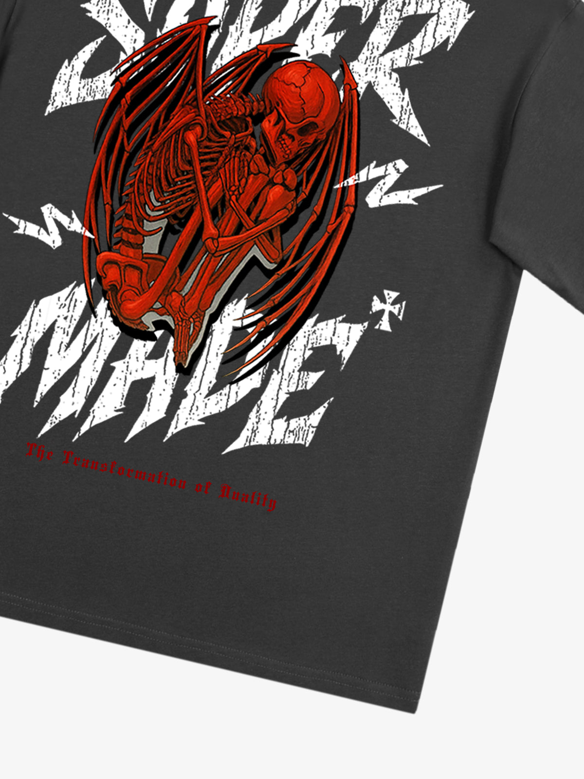 Original Street Angel and Devil Hatching Pattern T-shirt 