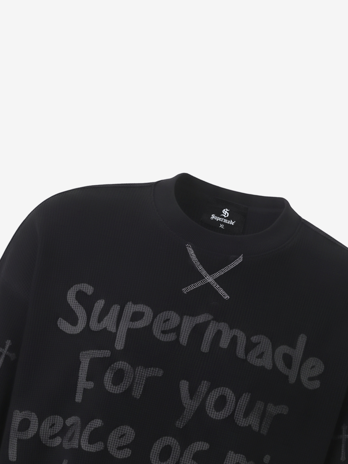 Langarmshirt mit Slogan und Waffelmuster