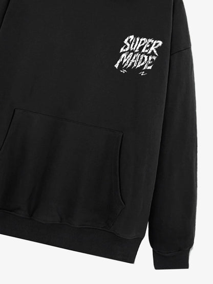 Distressed Graphic Bold Angel Wings Desig Hoodie 