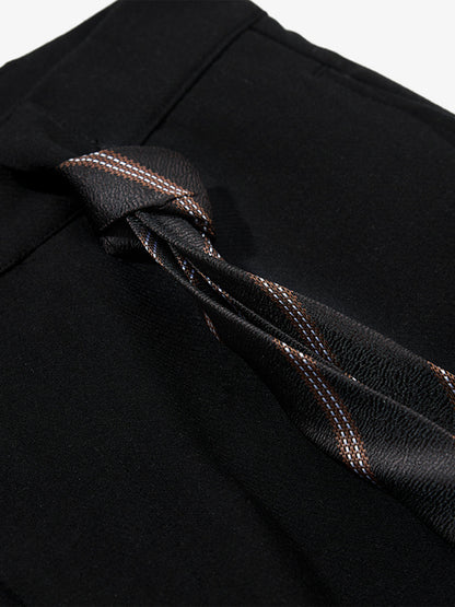 Tie Detail Relaxed Fit Draped Suit Pants 