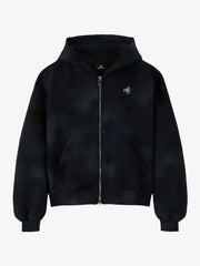 Vintage Washed Tie-Dye Zip Up Hoodie & Barrel Sweatpants Tracksuit 