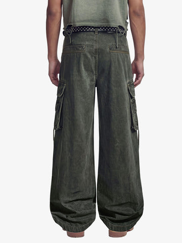 Washed Safety Pin Graphic Cargo Pants 
