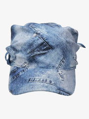 Baseballkappe aus Denim mit Bandana-Grafik und Used-Look