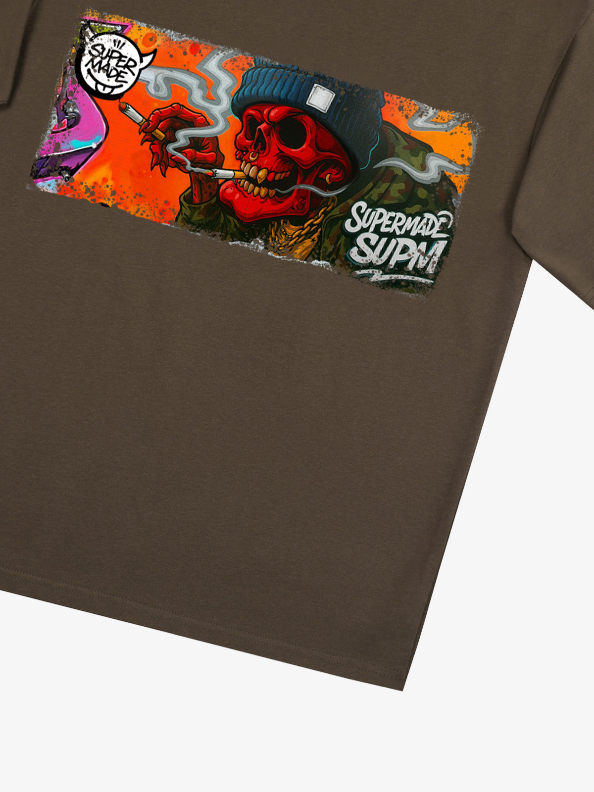 Thesupermade Distressed Blood Red Skull Graffiti T-shirt 