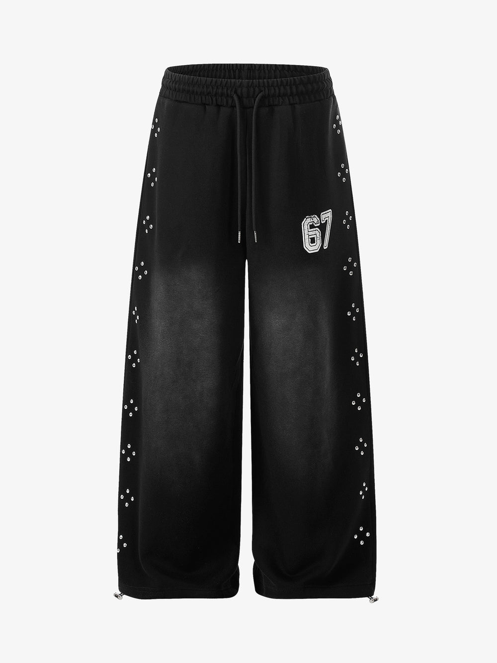 Distressed Studded Detail Baggy Sweatpants