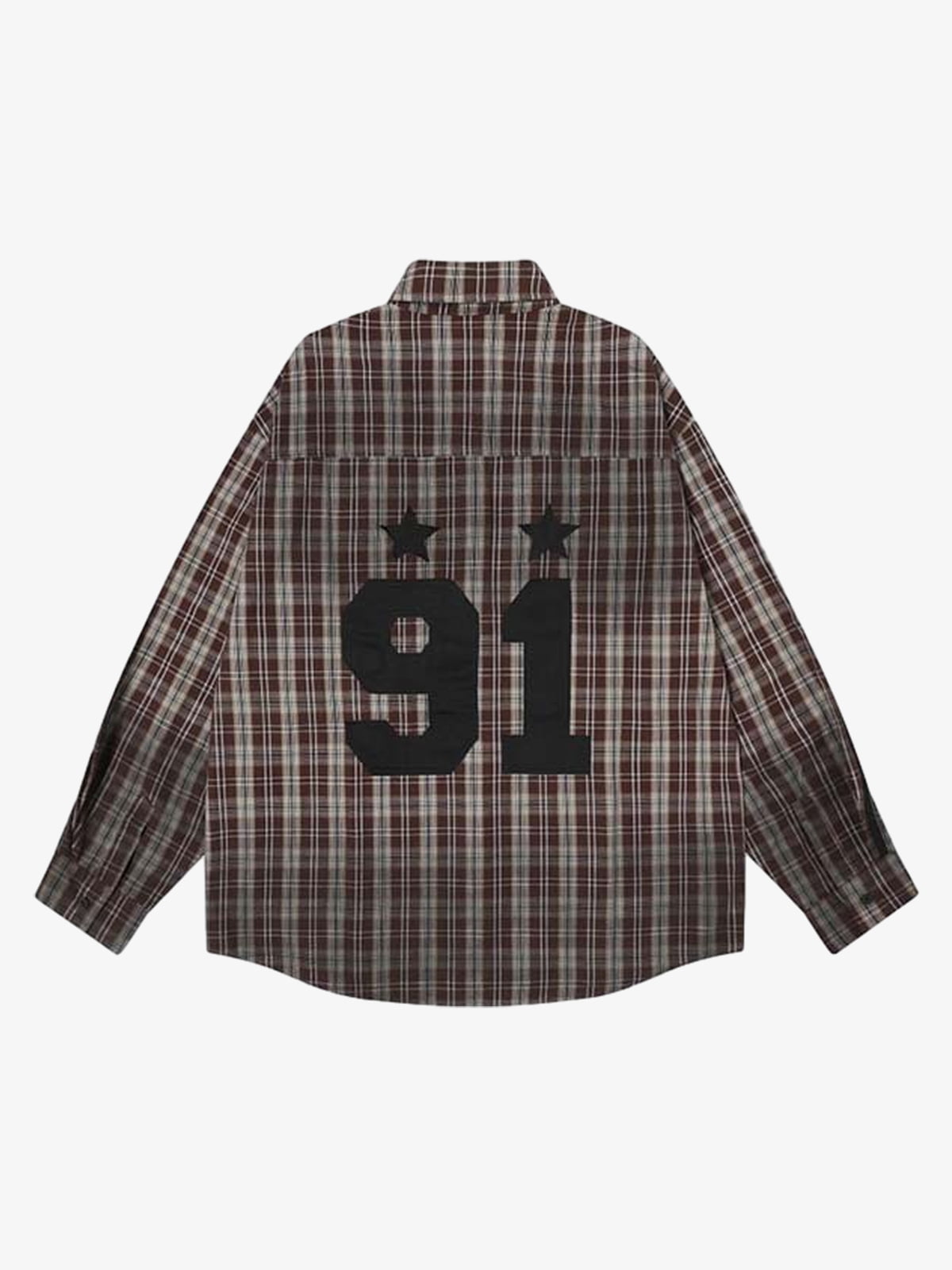 Plaid Long Sleeve Shirt with Unique Contrast Trim 