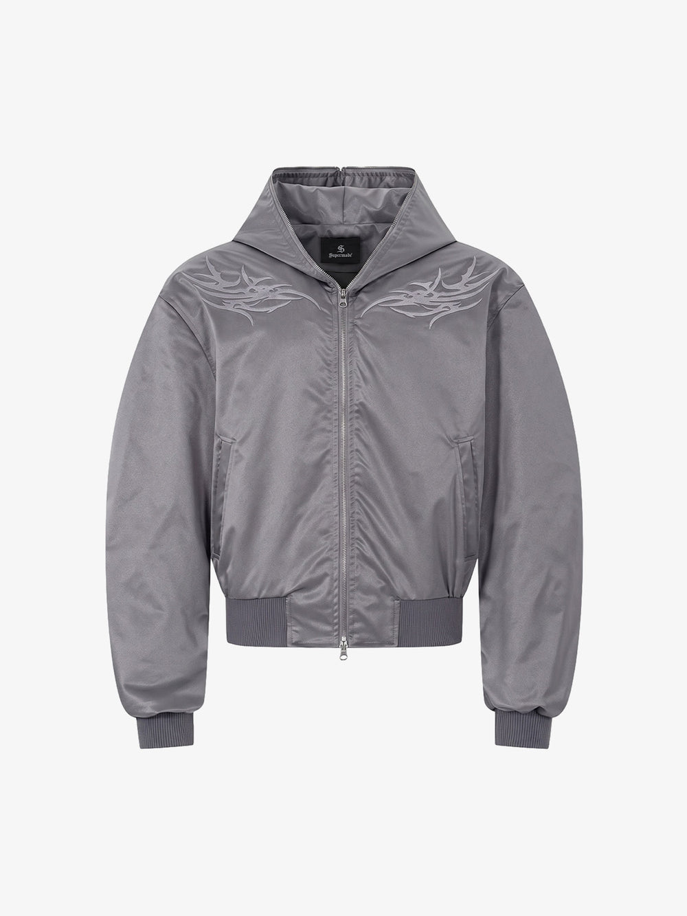 Bestickte, gesteppte Windjacke mit Kapuze