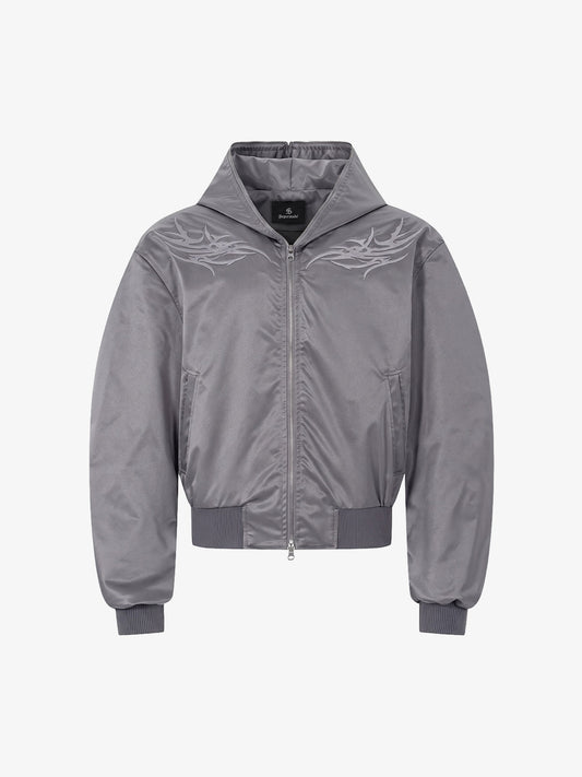 Embroidered Quilted Hooded Windbreaker Jacket