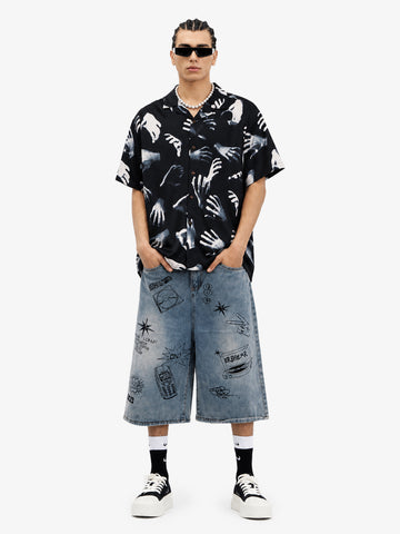 Chemise cubaine gothique à mains fantômes