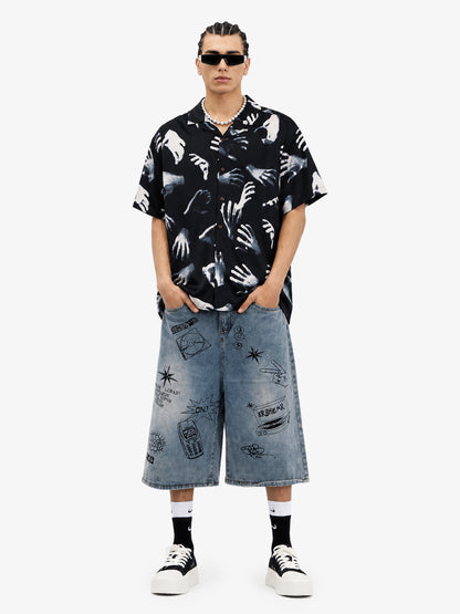 Chemise cubaine gothique à mains fantômes