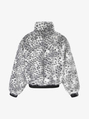 Snow Leopard Faux-Fur High-Collar Coat