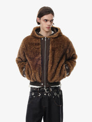 Mountain-Panel Faux-Fur Collar Fleece-Lined Padded Coat