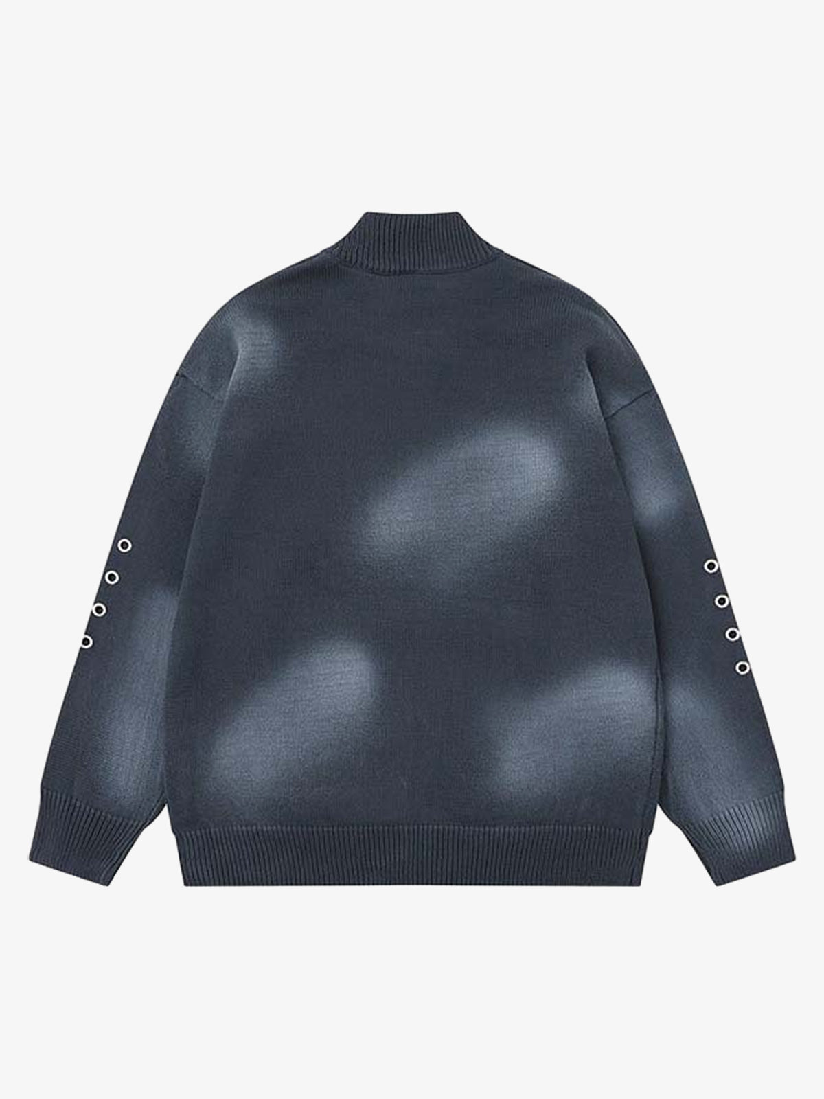 86 Graphic Eyelet Zip Knit Cardigan
