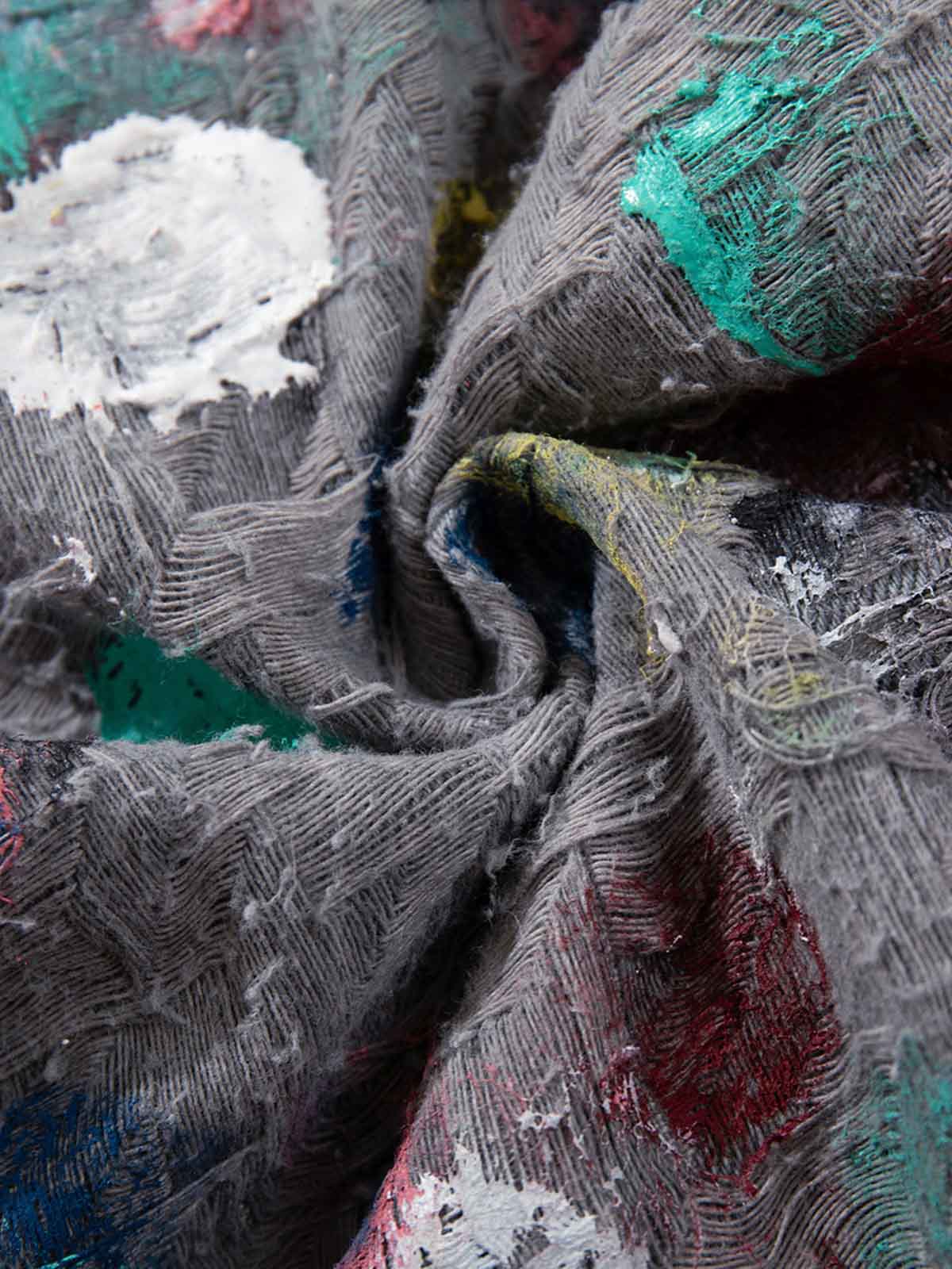 Hand-Painted Frayed Wide Leg Jeans 