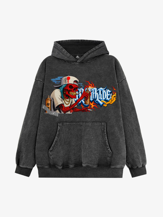 Thesupermade Street Skull Graffiti Artist Hooded Sweatshirt 