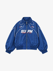 Retro Track Panel Zip-Up Jacket & Wide-Leg Track Pants Set