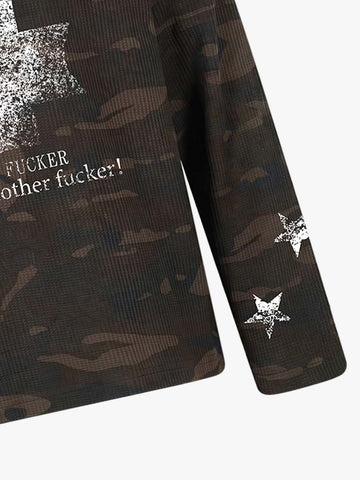 Cross Star Camo Waffle Raglan Long Sleeve Tee