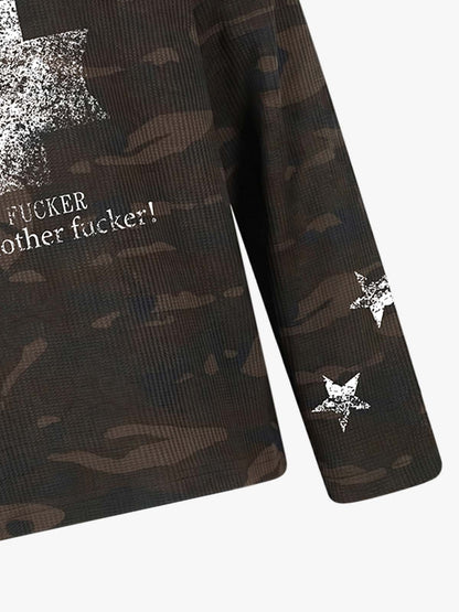 Cross Star Camo Waffle Raglan Long Sleeve Tee