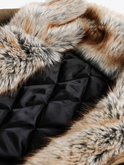 Winter-Ready Corduroy Jacket with Faux Fur Trim for Men 