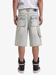 Distressed Denim Cargo Shorts