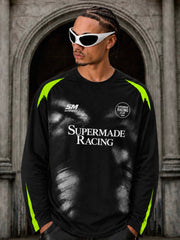 Skull Graphic Layered Racing Logo Long Sleeve Tee; Black / S, Black / M, Black / L, Black / XL, Black / 2XL