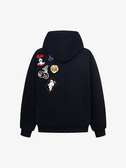Street Embroidered Letter Badge Hoodie 