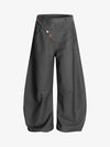 Adjustable Side Buttons Barrel Pants 