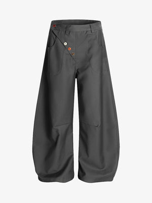 Adjustable Side Buttons Barrel Pants 