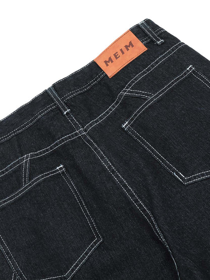 Deconstructed Multi-Pocket Cargo Straight Jeans 