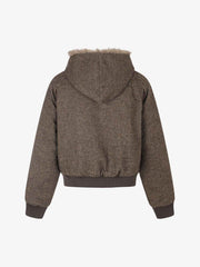 Faux-Fur Lined Asymmetric Button Hooded Coat
