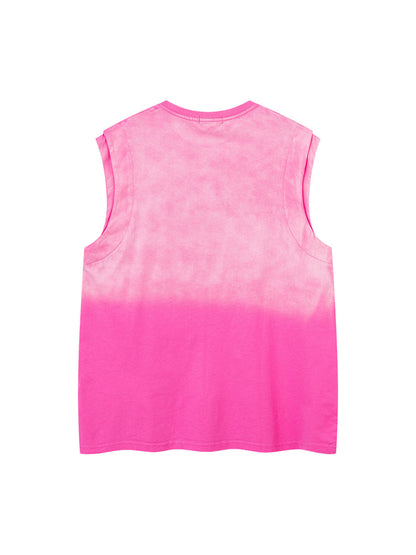 Thesupermade Washed Heavy-duty Letter Embroidered Waistcoat 
