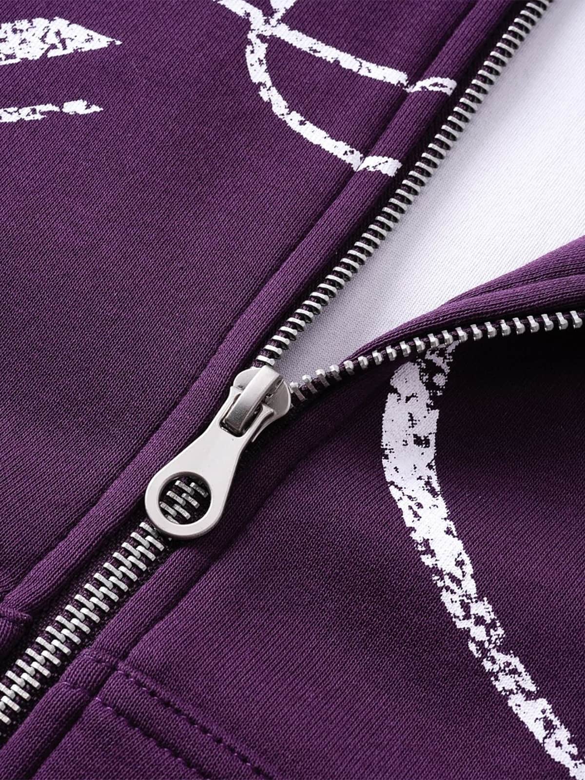High Street Script Letter Print Zip-up Hoodie Jacket 