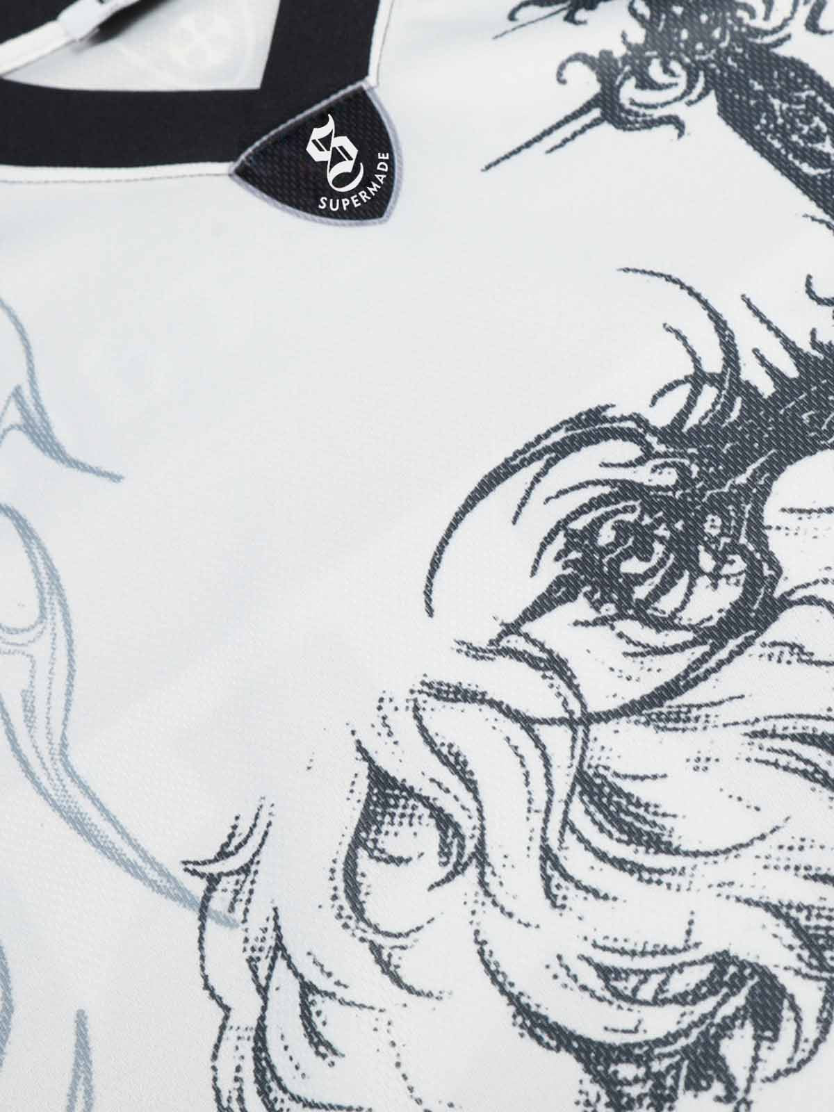 Oversized Mesh Football Jersey Tee – Gothic Number Graphic Sport T-Shirt