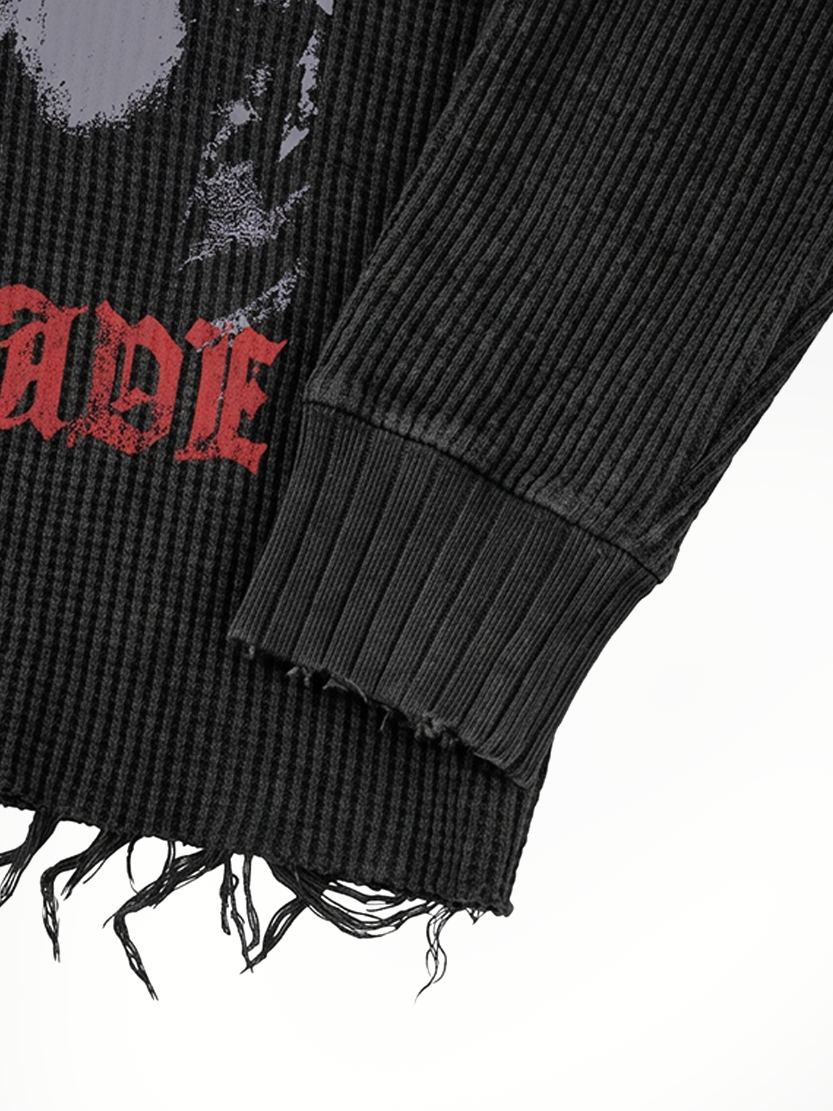 Dark Graphic Distressed Knit Sweater