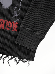 Dark Graphic Distressed Knit Sweater