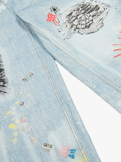 American Vintage Street-Style Graffiti Jeans