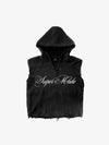 Distressed Embroidered Hooded Knit Vest