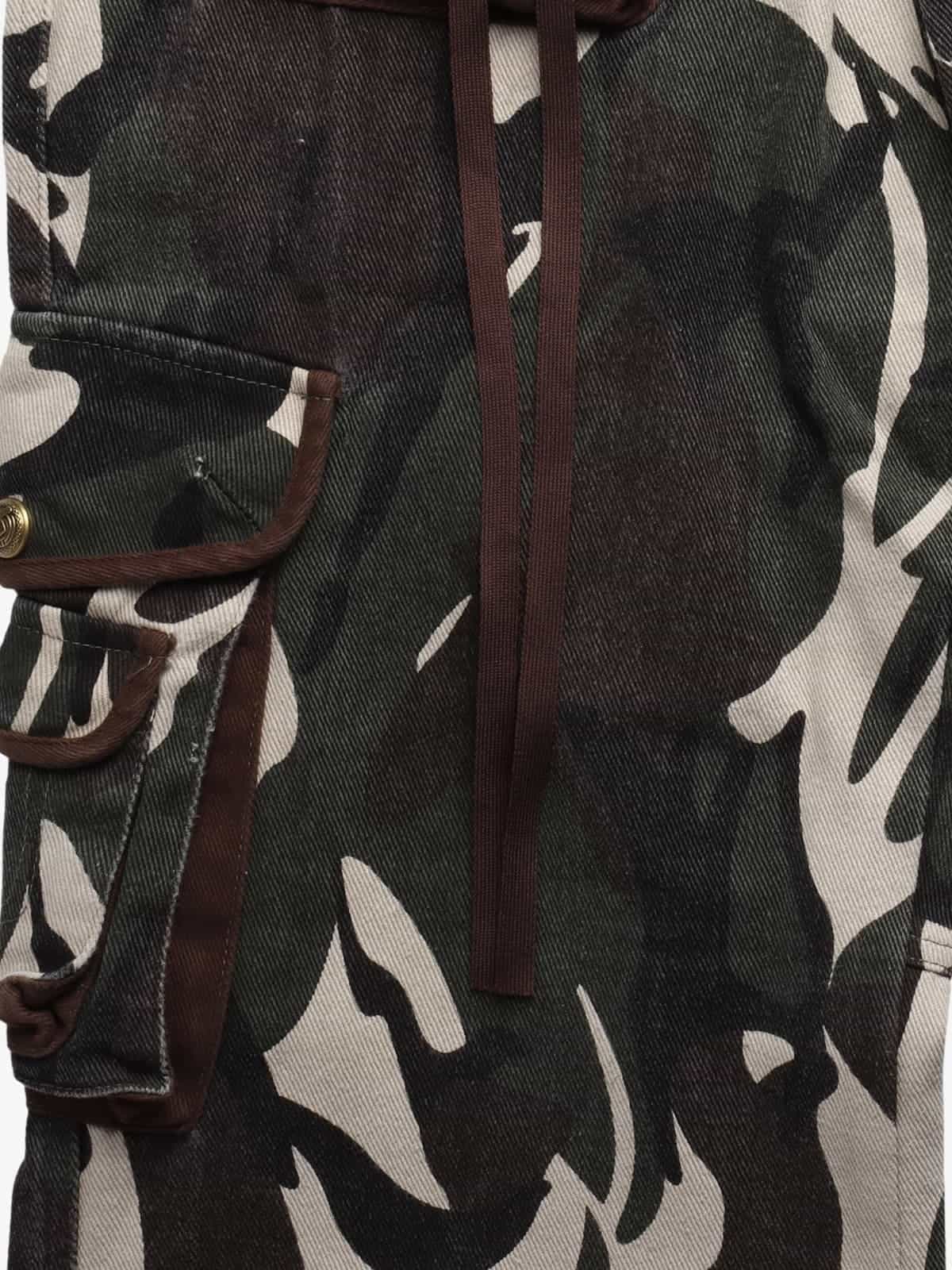 Retro Union Flag Patch Camouflage Cargo Pants 