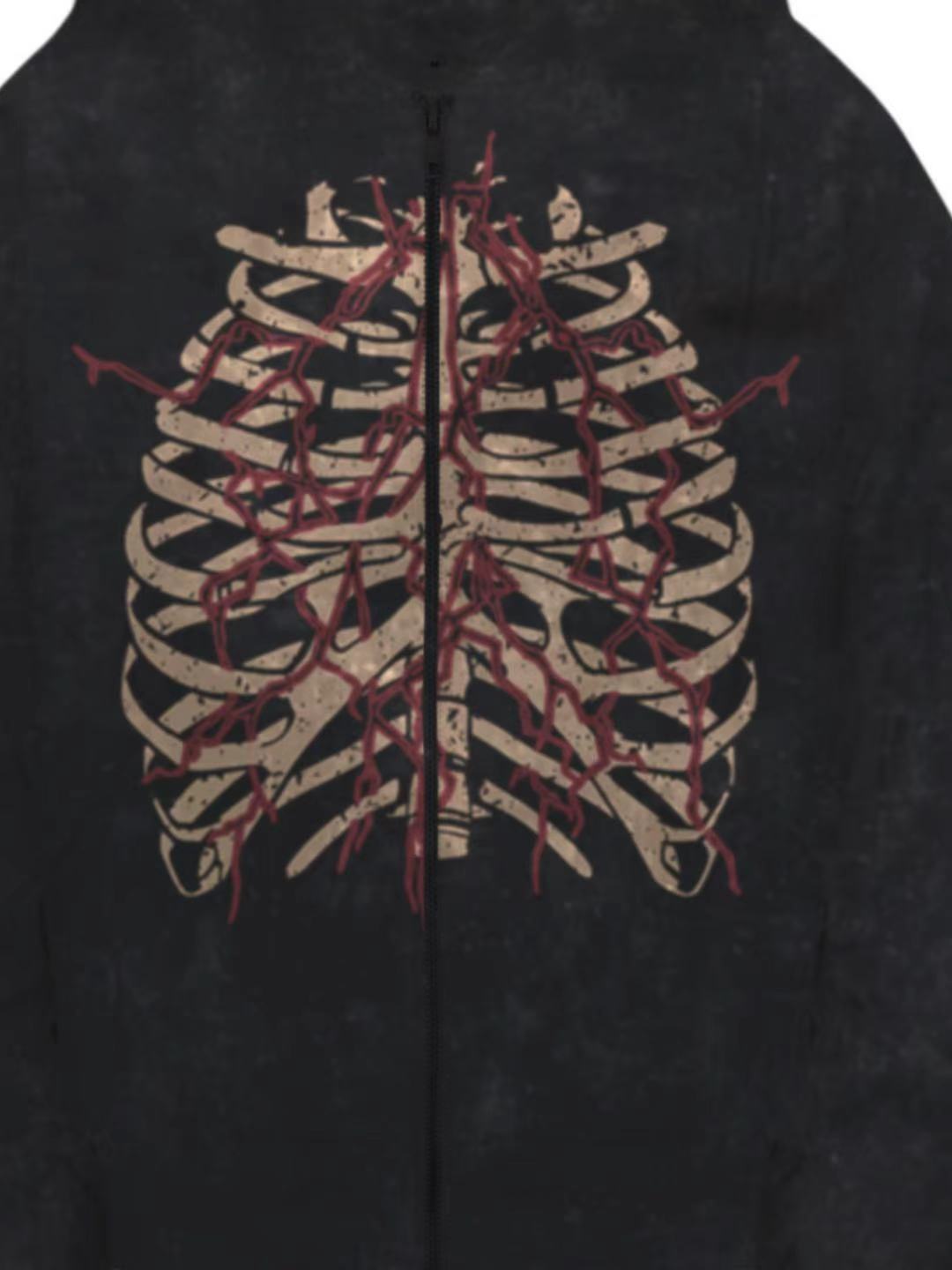 Skeleton Print Bones Zip Design Hoodie 