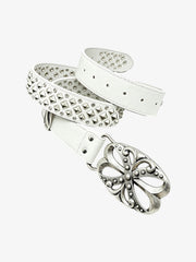 Studded Rhinestone Silver Hollow Buckle Belt