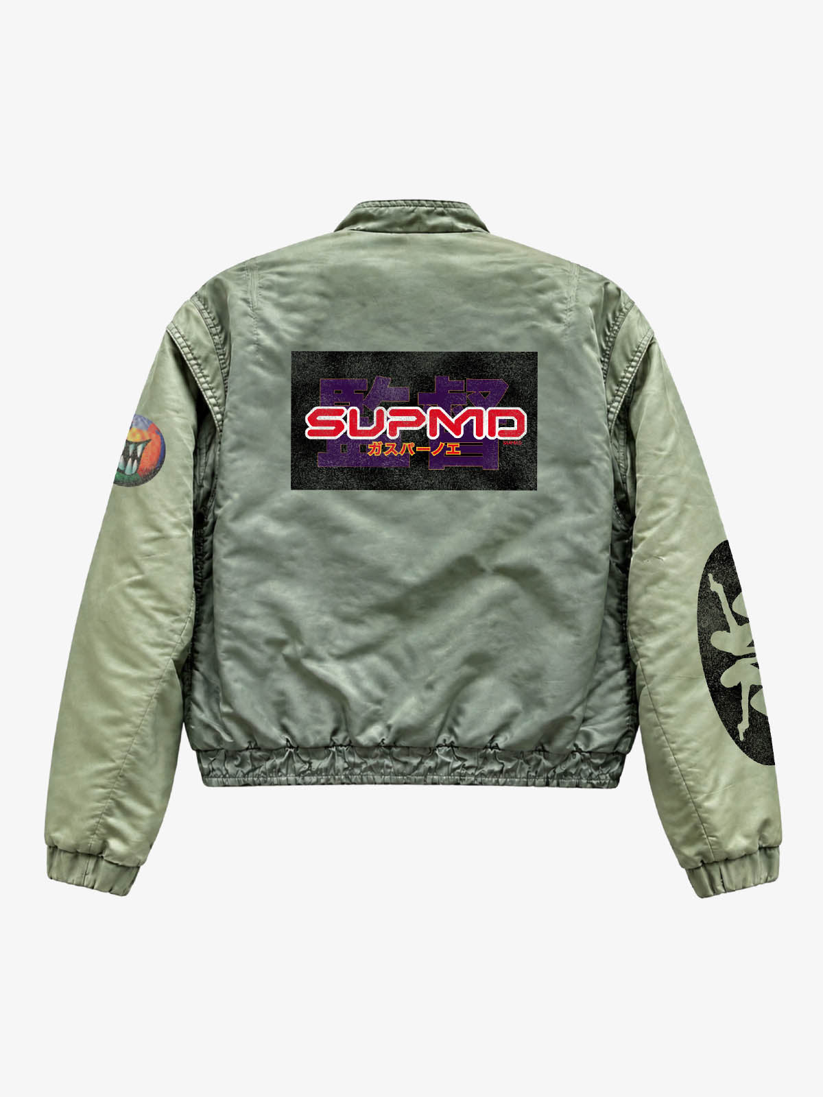 Playful Graphic Multi-Zip Cropped Bomber Jacket
